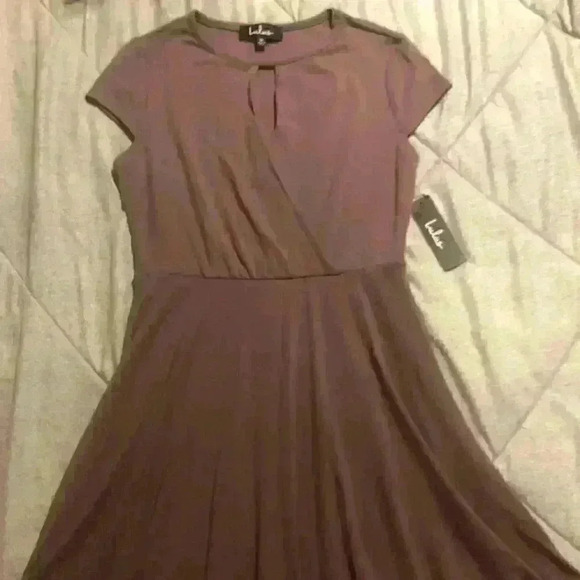 Lulus Medium Darlene Dusty Purple Skater Dress NWT - Picture 2 of 8